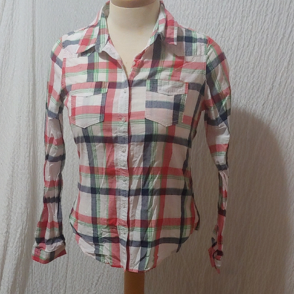 Bluenotes Colorful Plaid Long Sleeve Shirt XL